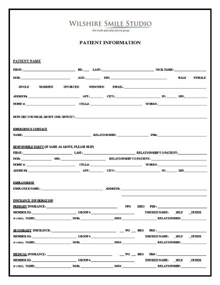PATIENT INFORMATION FORM